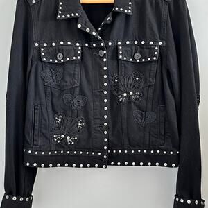 Paige Limited Edition 86/100 Black Cropped Studded Butterfly Jacket Size S